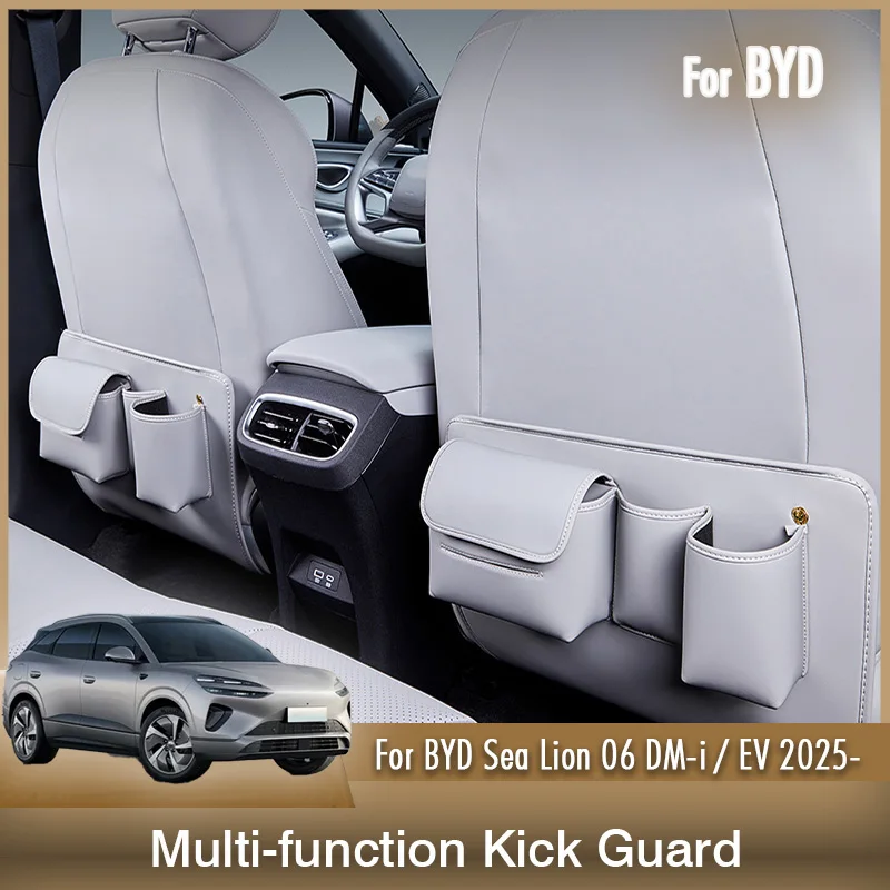 

For BYD Sealion Sea Lion 06 DM-i EV 2025 Multi Function Car Seat Back Organizer Kick Protection Mat with Storage Pockets