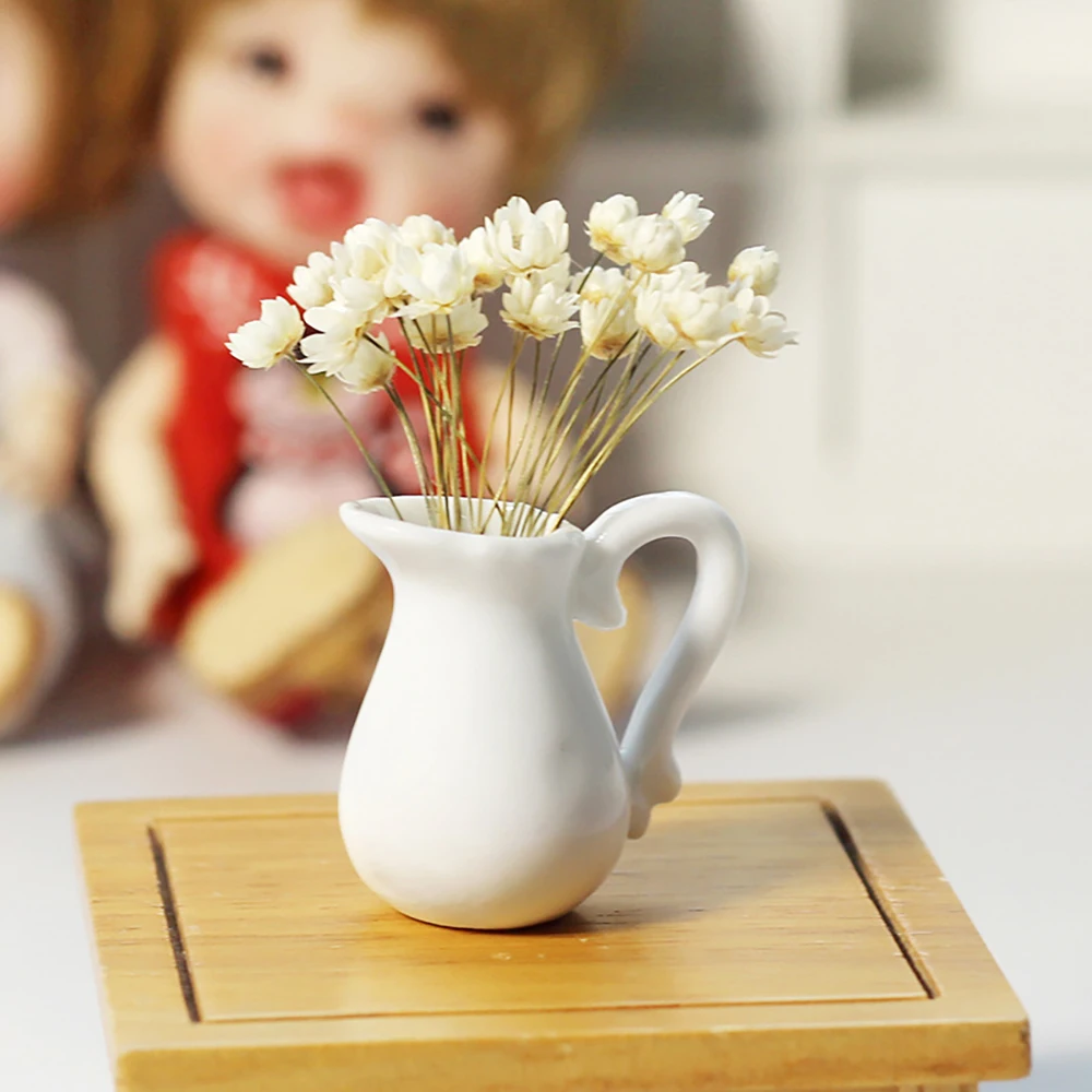 Florero en miniatura para decoración de casa de muñecas, 1 piezas, 1/12, modelo de tetera portátil, juguete para decoración de casa de muñecas OB11 bjd