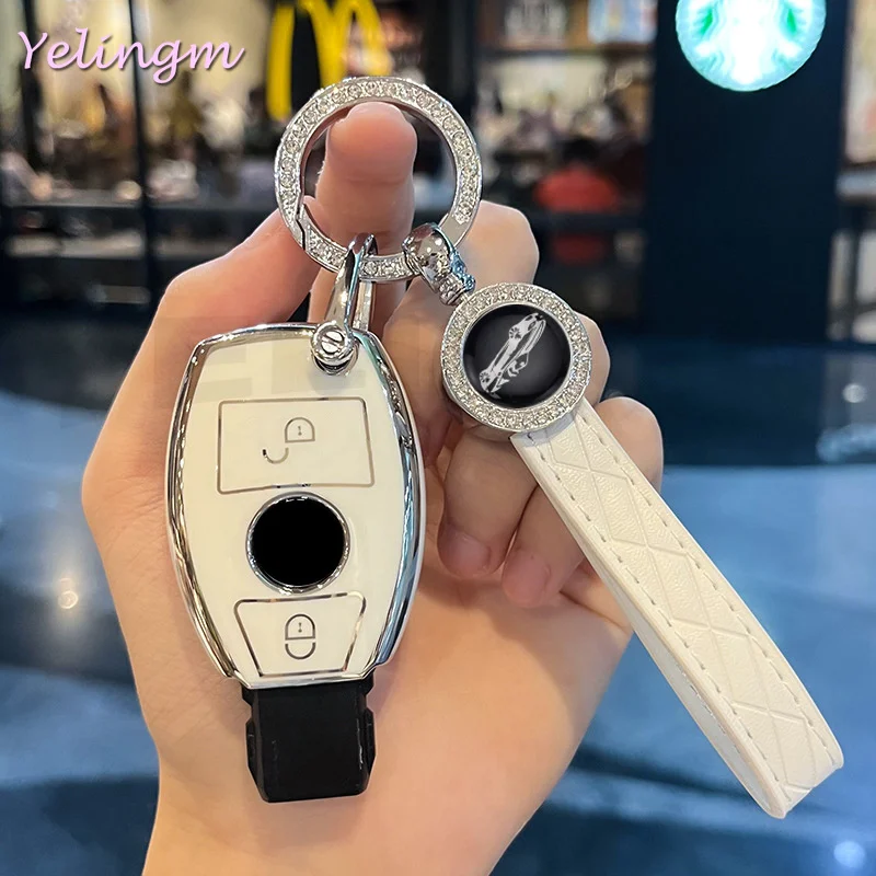2/3-Tasten-Schlüsselhülle aus weichem TPU für Mercedes Benz A B G R Klasse GLA GLK W176 W204 W251 W463, Autofernbedienungs-Schlüsselanhänger-Zubehör