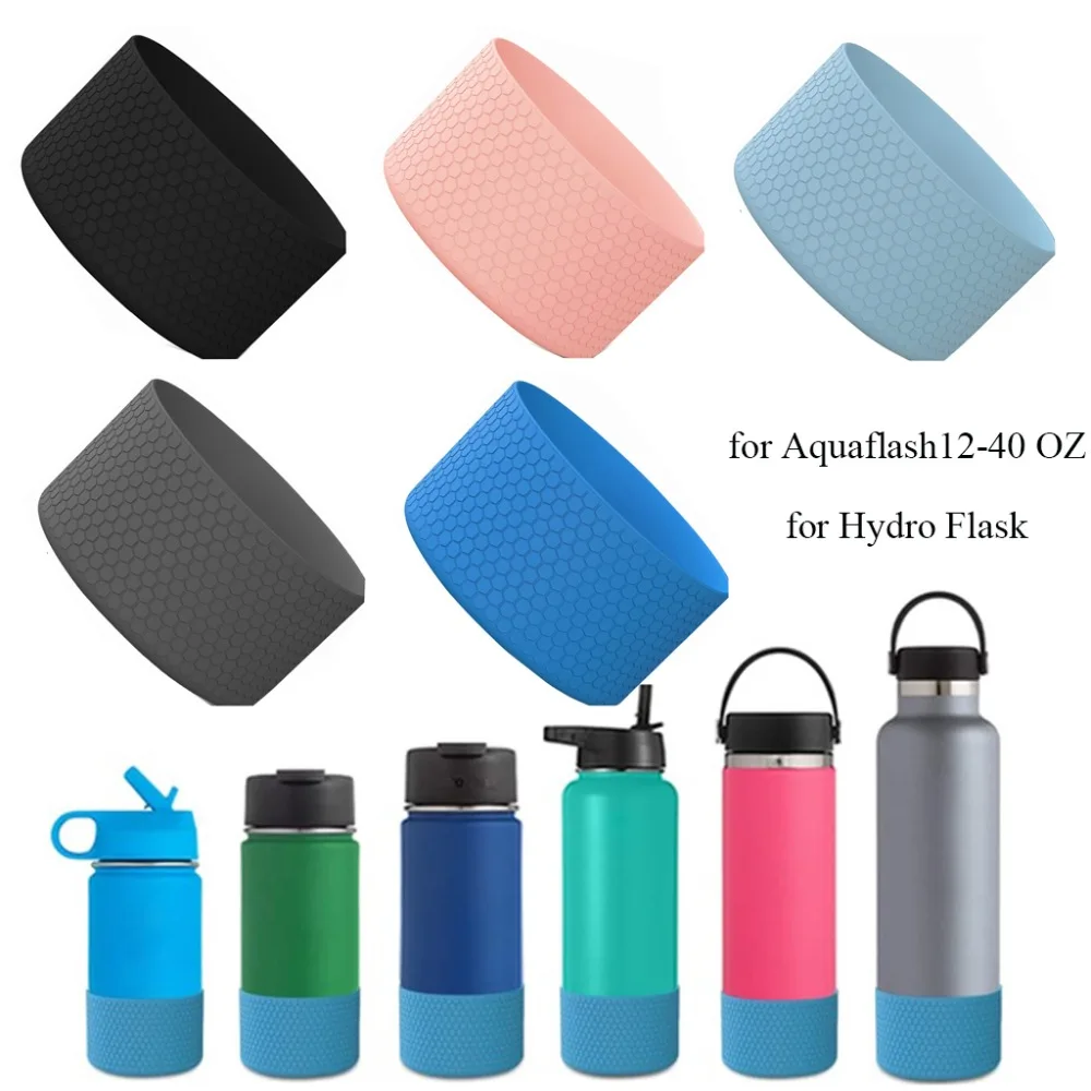 Silicone Bottle Bottom Sleeve Anti-Slip Cup Accessories Protective Case Heat Insulation for Aquaflash/HydroFlask 12-40 oz