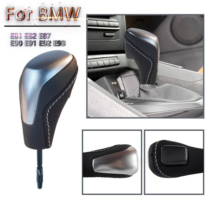 For BMW E81 E82 E87 E90 E91 E92 E93 AT Gear Knob Shifter Pu Leather/Suede