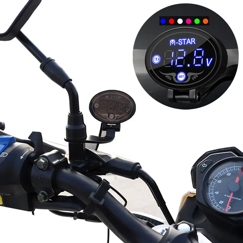 Motorcycle Digital Voltmeter DC9V To 24VDigital Voltmeter Voltage Panel Meter Digital Voltmeter Tester Monitor Display Voltmeter