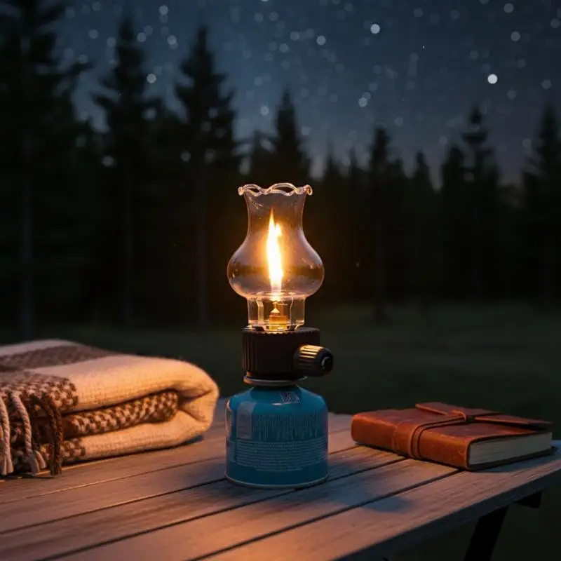 Lampe à gaz butane compacte et portable pour le camping en plein air, la pêche, le pique-nique, mini lampe de nuit