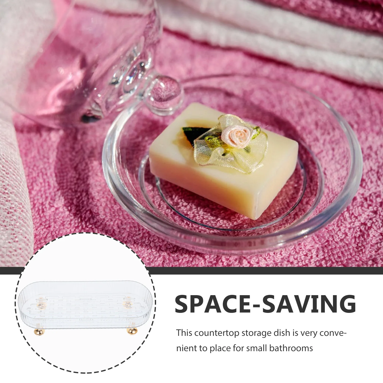 

Transparent Bath Tray Soap Holder Draining Rack for Self Draining Tray Toothbrushes Storage Dish Plastic Material