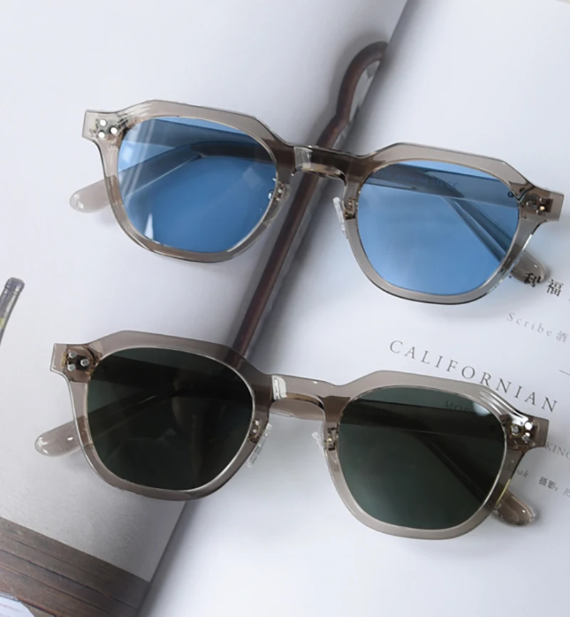 Peekaboo Retro-Sonnenbrille im koreanischen Stil für Damen, TR90-Rahmen, Polygon-polarisierte Sonnenbrille, UV400, männlich, grün, braun, 2023, Sommer – Detail 3