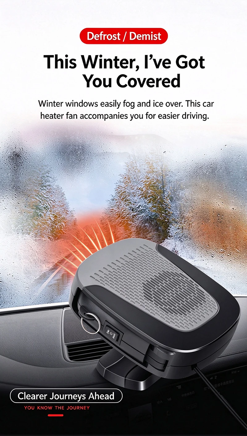 12V 150W Portable Car Heater 360 Degree Rotatable Fast Heating Electric Fan Auto Windshield Defroster Demister Vehicle Warmer