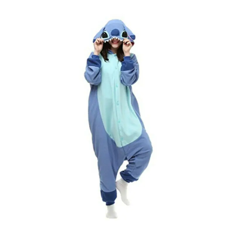 Unisex Neutral Adult Stitch Kigurumi Cosplay Costume Animal Sleepwear Dress