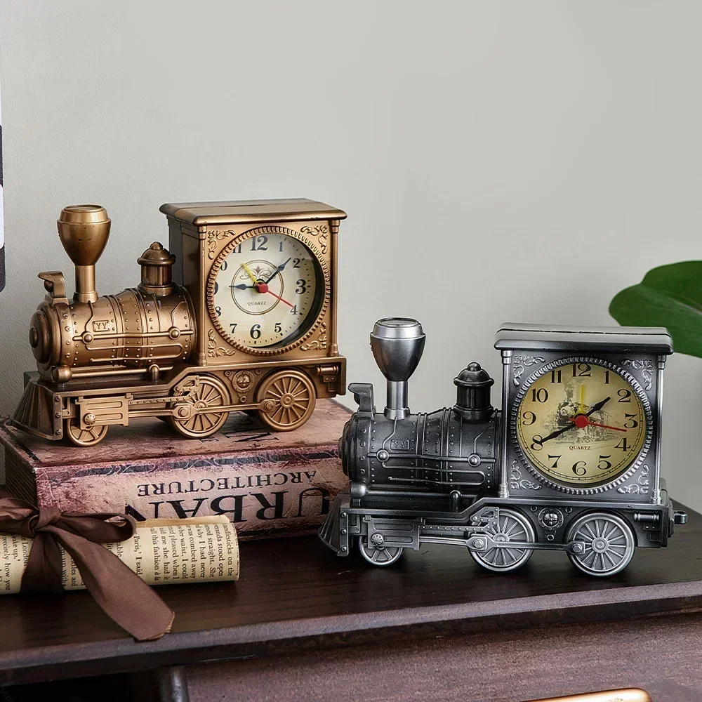 Train Retro Decor Vintage Room Decor Luxury Interior Antiques Office Watch Cloks for Home Timepiece Cyberpunk Clock Digital Desk