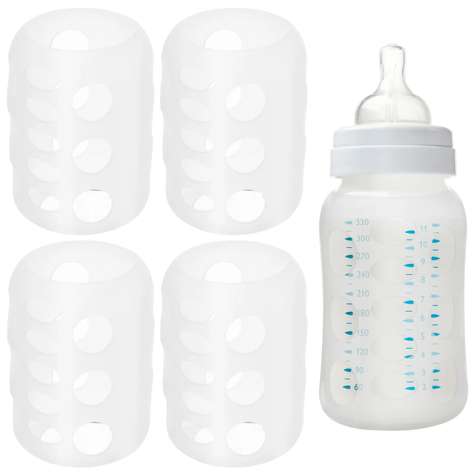 

4Pcs Silicone Baby Bottle Cover Protective Sleeves Anti-Slip Shockproof Feeding Nursery Glass Bottle Protector