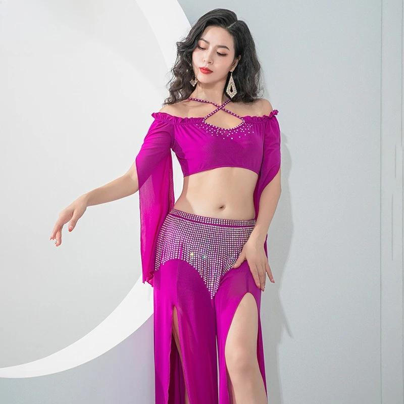 customized-belly-dance-costumes-2025-new-split-wide-leg-pants-hot-diamond-tassel-light-luxury-practice-dress-performance-dress