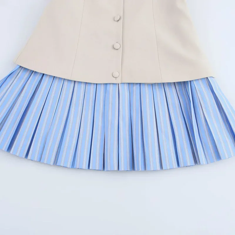 TRAF damskie patchworkowe Mini sukienki 2023 wiosna eleganckie Y2K krótkie sukienki na ramiączkach moda w stylu Casual, imprezowa śliczna sukienka z odkrytymi plecami Vestidos