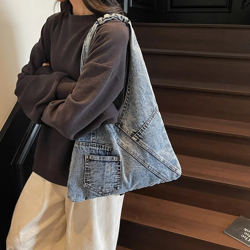 

Сумка Lazy Chic Tote 2025 года — женская джинсовая сумка через плечо (повседневная сумка большого размера для поездок на работу)