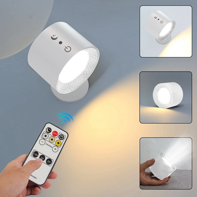 Luci LED ricaricabili tramite USB con telecomando 3 temperature di colore Luminosità dimmerabile 360 °   Installazione magnetica ruotabile-AT64