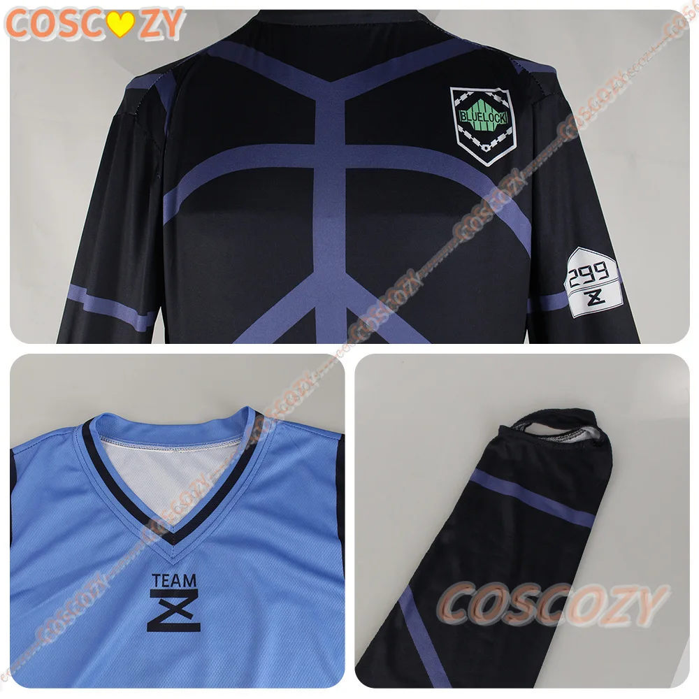 Anime Blue Lock Bachira Meguru Cosplay Costume Football Jersey Sportswear Blue Uniform Bodysuit Halloween Christmas Party Outfit