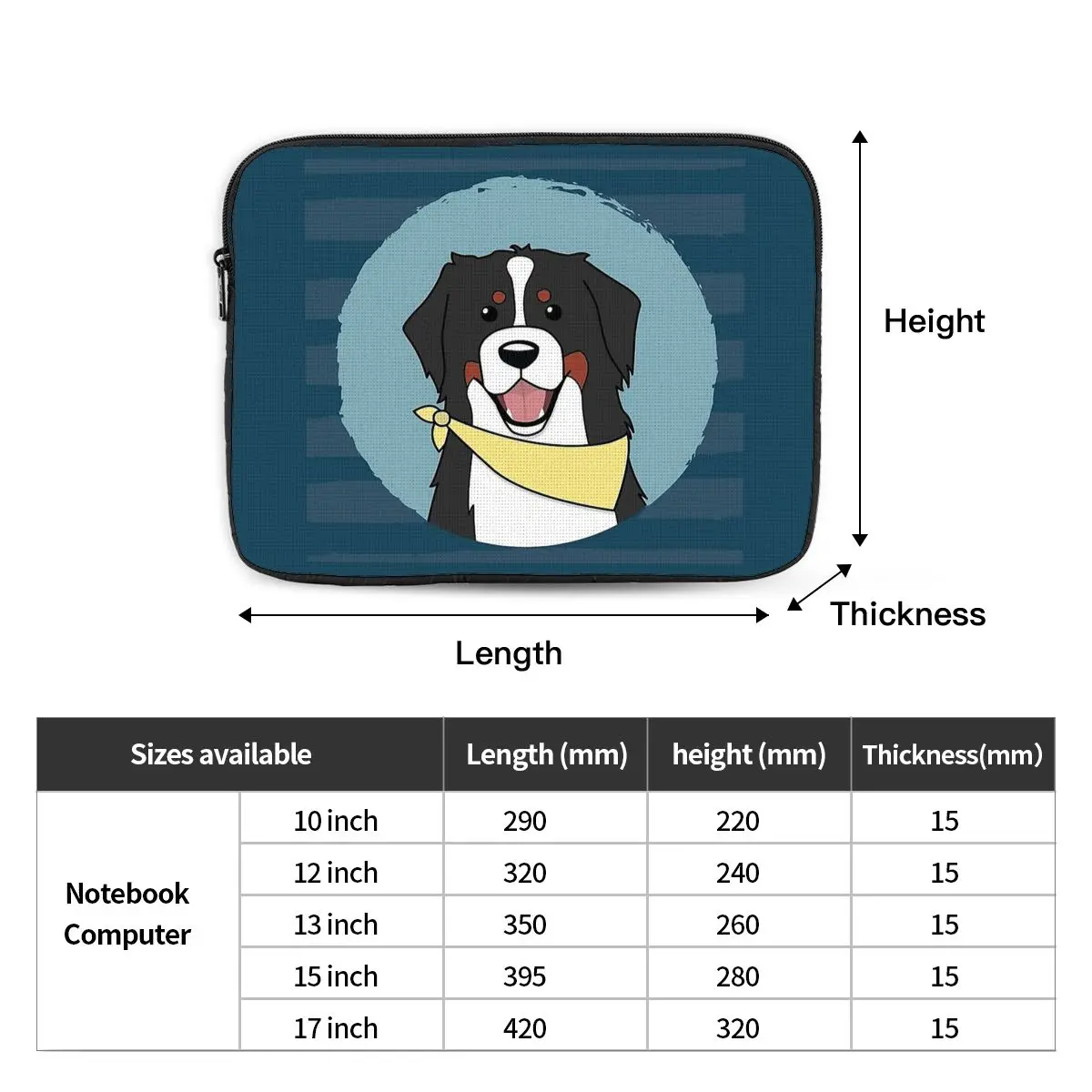 Friendly Bernese Mountain Dog Animal Case Pouch 10 12 13 15 17 Inch For Macbook Air Pro Tablet Shockproof Case Bag