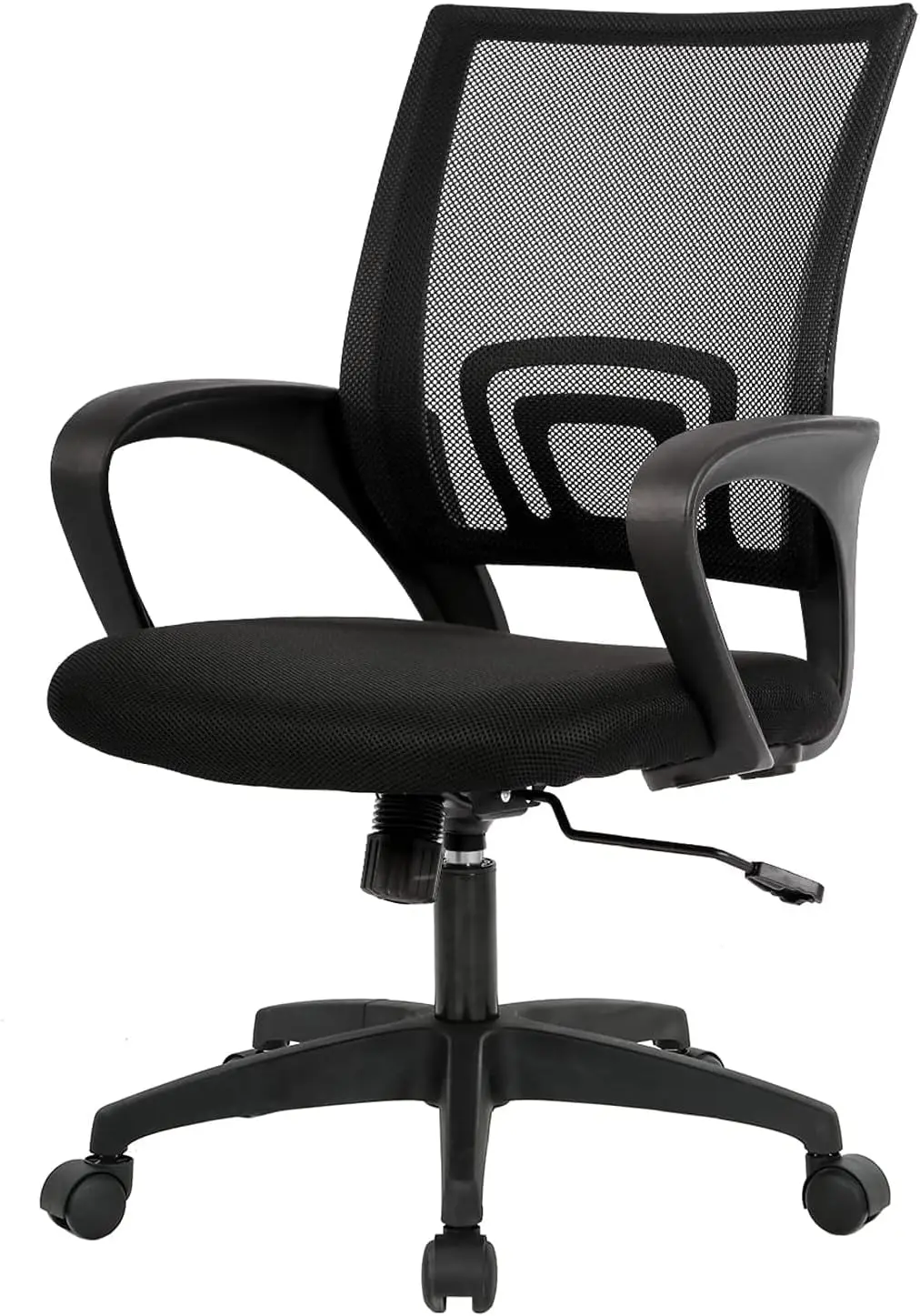 

Ergonomic Office Chair Mid-Back Swivel Desk Chair with Breathable Mesh Back, Lumbar Support, Adjustable Height, Dark Black for