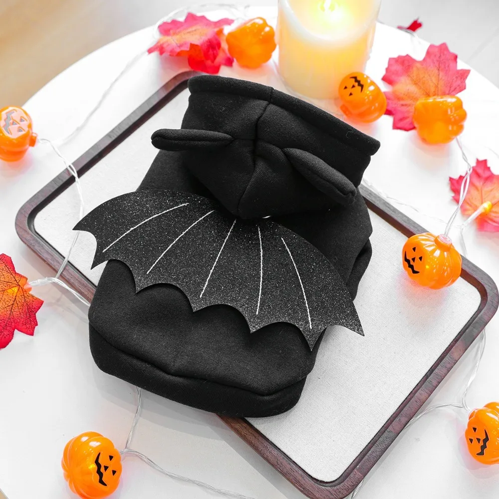 Pet Supplies Casual Halloween Pet Clothes Warm Soft Dog Bat Hoodie Fashion with Wings Pet Cosplay Clothes Festival Party