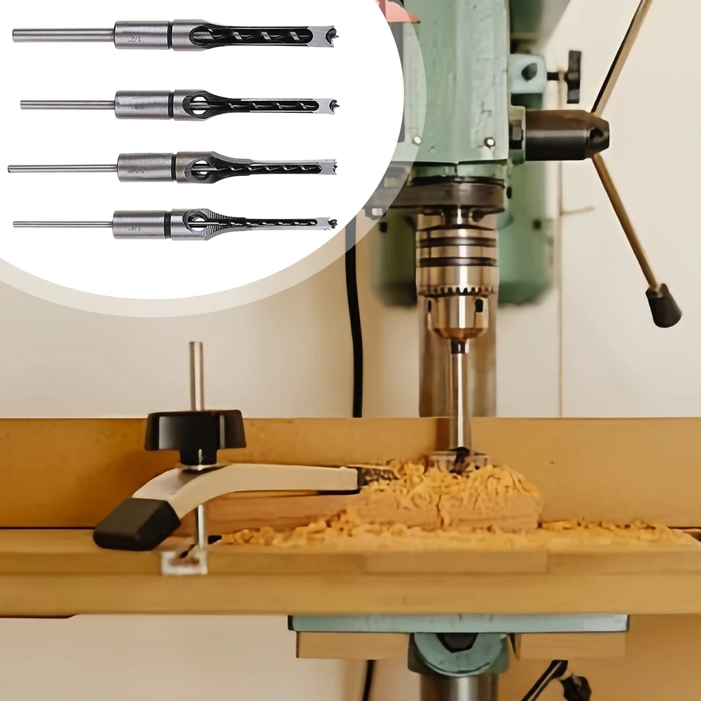 4 шт., сверло с квадратными отверстиями, HSS шнек, долбежное долото, набор сверл, квадратное деревообрабатывающее сверло, долбежное сверло, аксессуары для электроинструментов