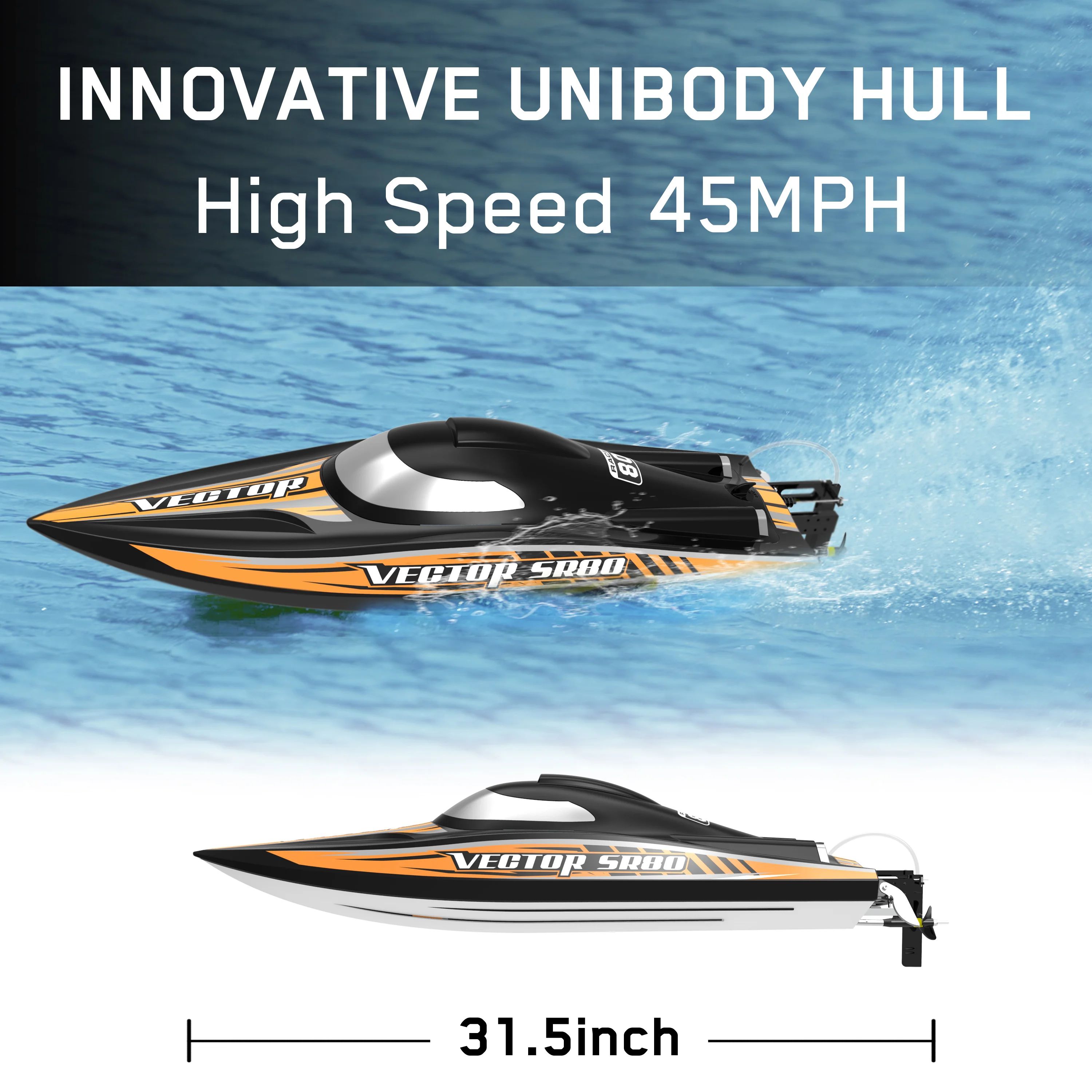 798-4High End Racing 60km/h Professional Remote-controlled Boat Electric Model Brushless Dual Motor Water-cooled High-speed Boat