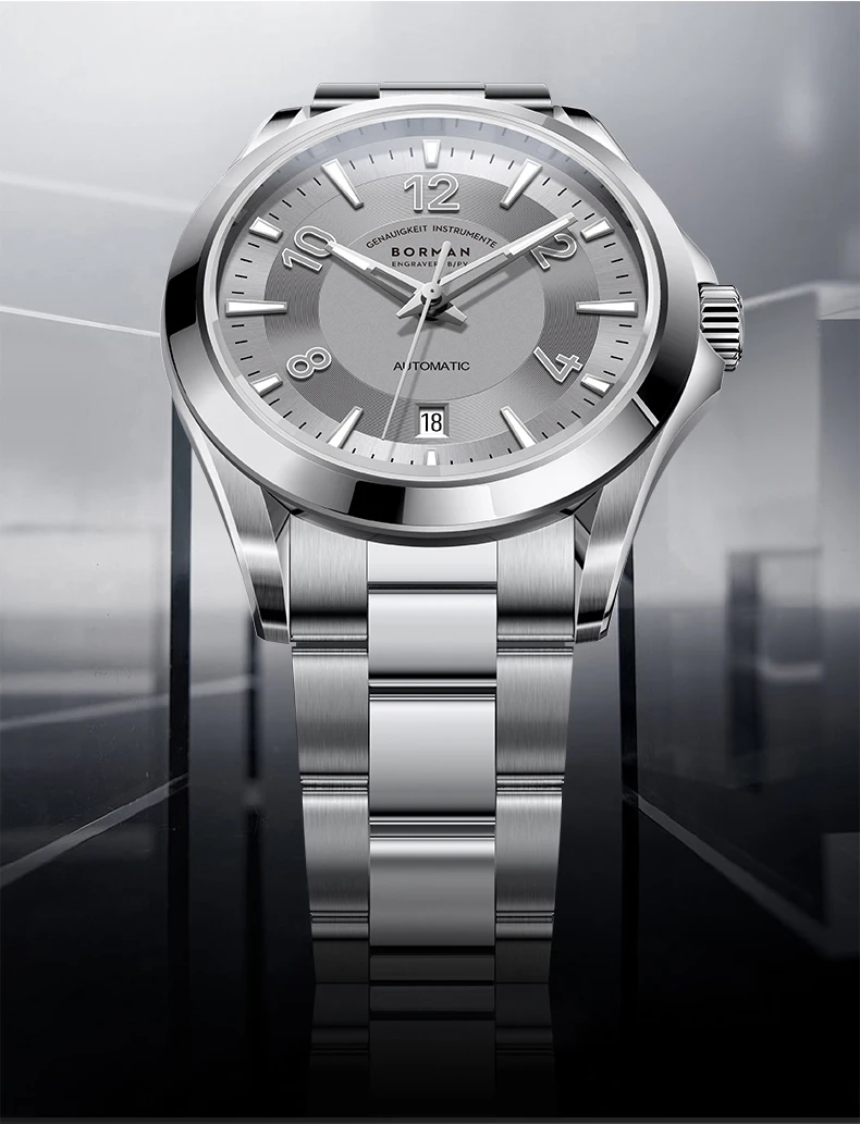 بورمان ساعة أوتوماتيكية للرجال 41.5 ملم ساعة يد ميكانيكية عتيقة 50 متر مقاومة للماء ياقوت مضيئة Miyota8125