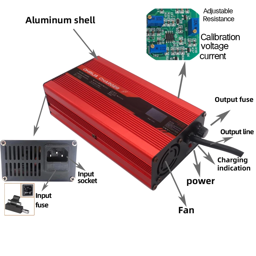 29 2V 15A  lifepo4 charger Smart Aluminum Case Is Suitable For 8S 25.6V LCD Dispay LiFePO4 Battery  OLED Display Fast Charger