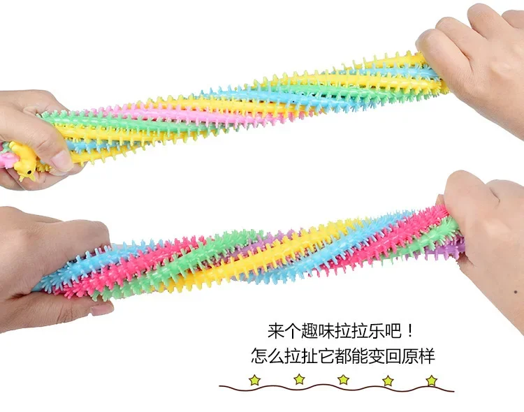 1pcs Funny Unicorn Pull Worm Noodle Fidget Toys Stretch String TPR Rope Anti Stress Toys String Stress Relief Autism Vent Toy