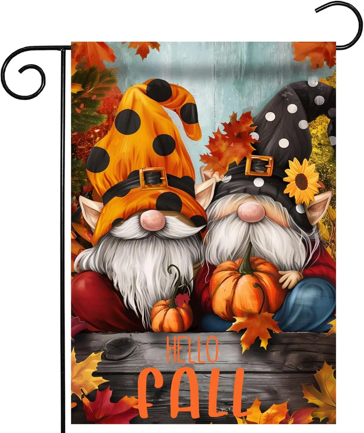 Morigins Harvest Fall Gnome Garden Flag Autumn Polka Dots Pumpkin Maple Leaves Sunflower Thanksgiving Farmhouse Outdoor Home Dec