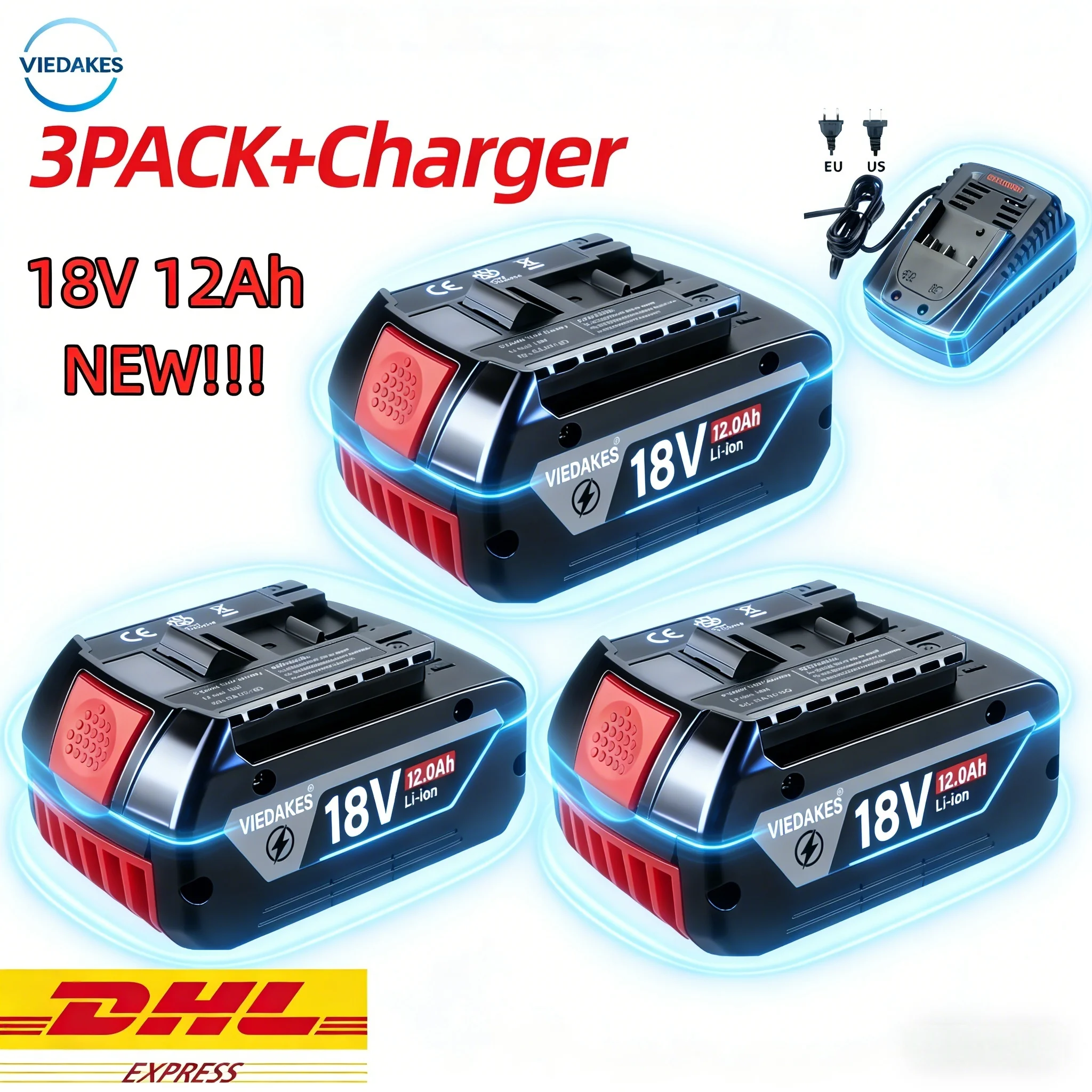 

High-Capacity 18V battery 8000mAh 18650 Battery Compatible With Outillage,LED Gauge,Fast Charging,Extended Working Hours