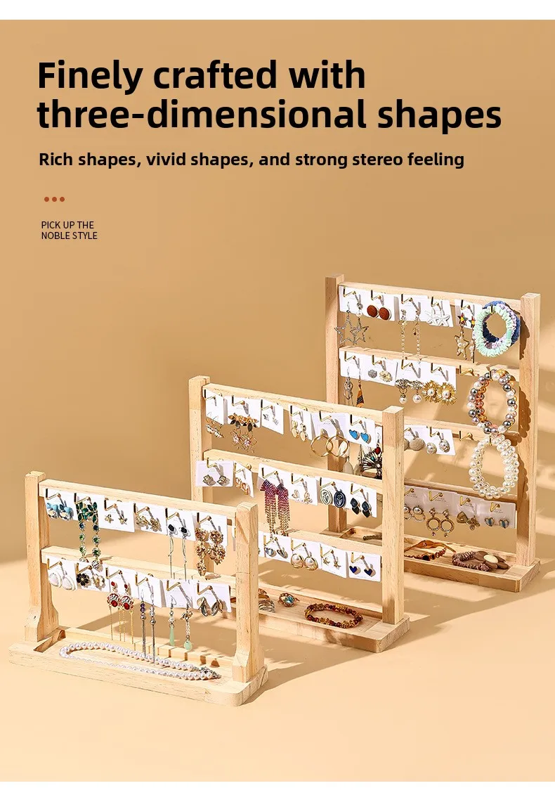 Jewelry Keychain Earrings Pendant Display Stand Solid Wood Trinket Hanger Hook Premium Sense Stall Store Counter
