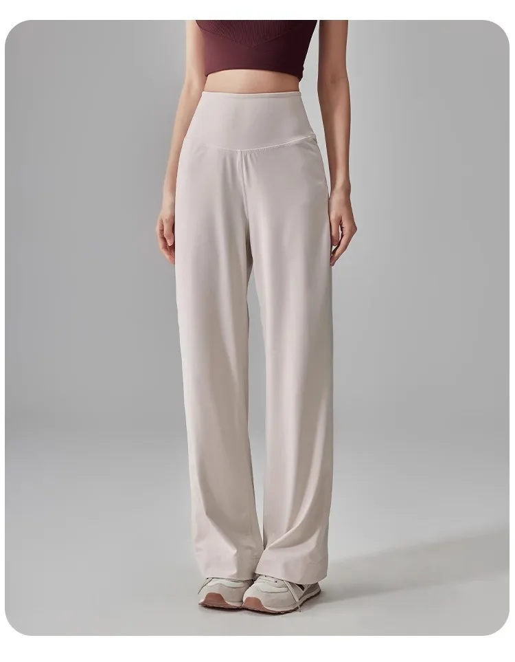 Women's High Quality Pants With Pockets High Waist Stretch Loose Sweatpants Nake-Feeling Sports Leisure  Yoga Workout Pants