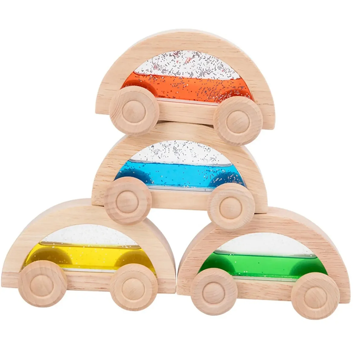 Wooden Car Toys Colorful Wooden Vehicle Set Toy and Fine Movement Development Educational Toys Hand on Ability Training