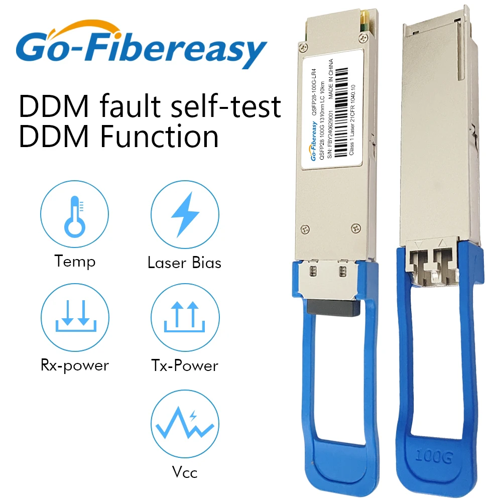 QSFP28 100G LR4 Módulo Fibra Óptica LC Dúplex