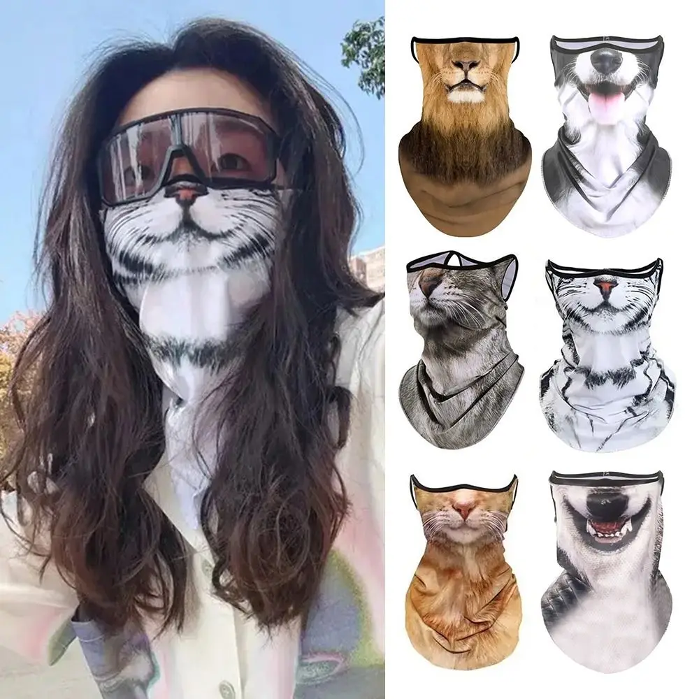 

Модная 3D-балаклава с животным принтом, дышащая маска для лица с шелковой текстурой, многофункциональная дышащая бандана для активного отдыха