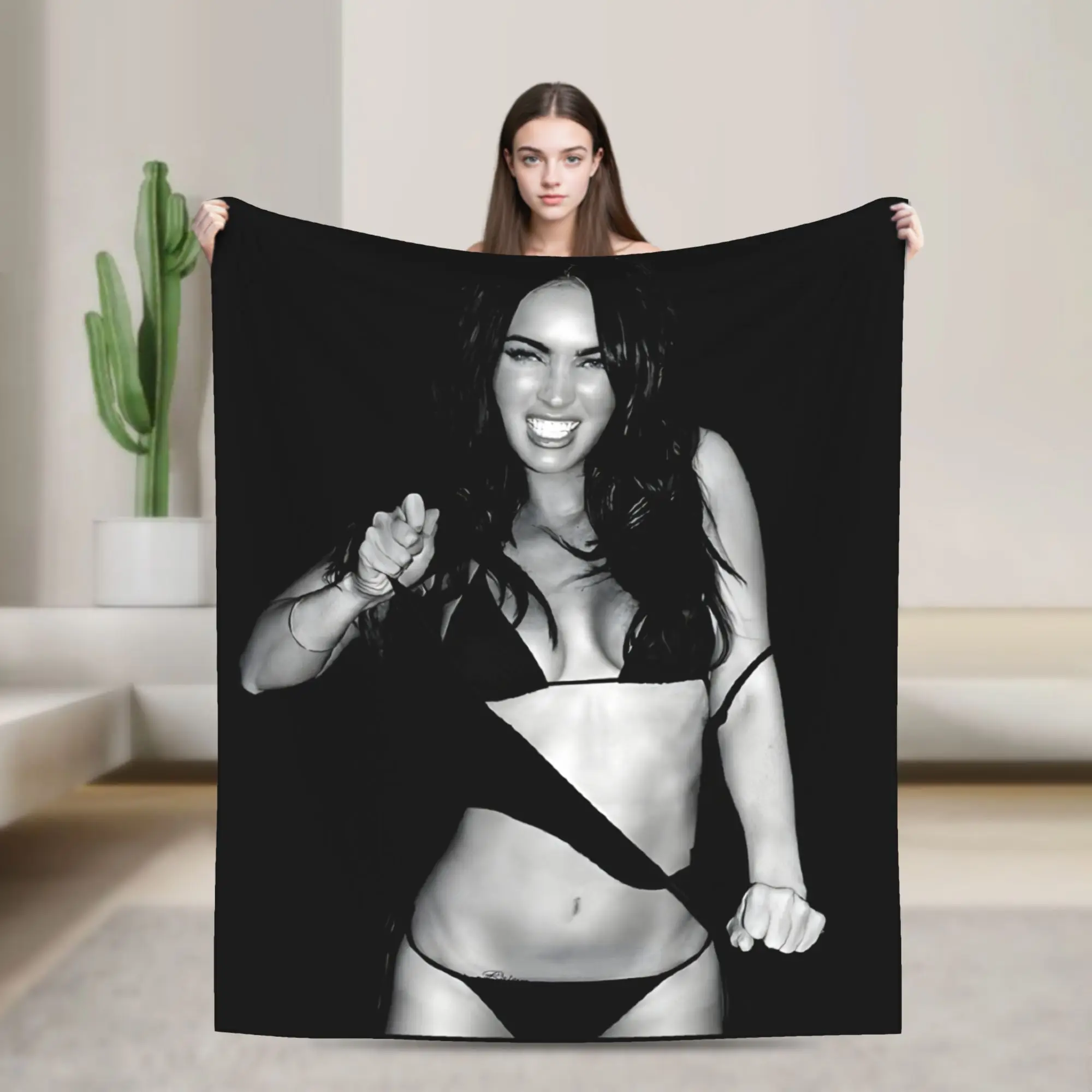 Megan Fox Bikini Fleece Blankets  Creative Throw Blanket for Bed Sofa Couch 125*100cm Plush Thin Quilt