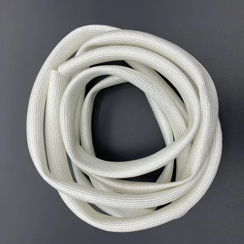 2/5M ID1~35mm White/Black Fiber Braided Sleeve 600 Deg.C High Temperature Chemical Tube Insulation Fiberglass Sleeving