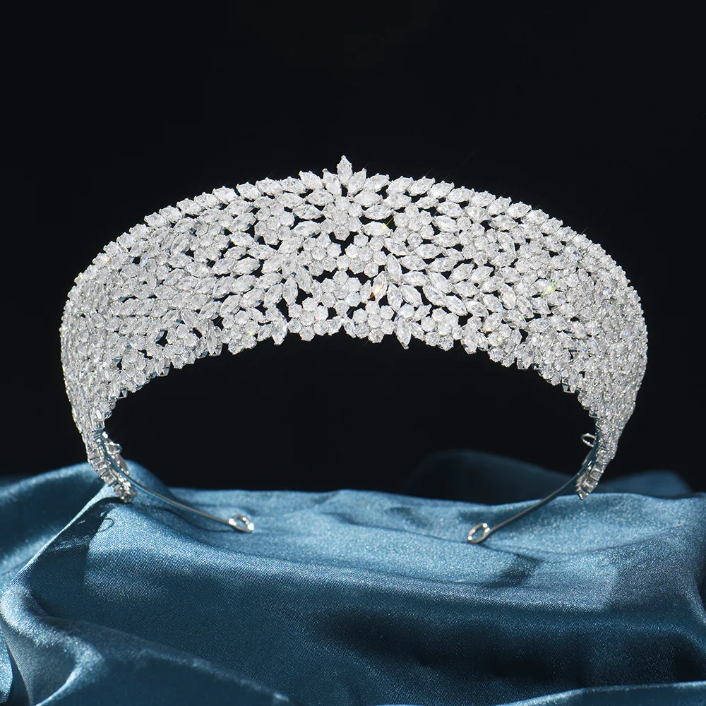 New Cubic Zircon Bridal Crown Tiara Wedding Dress Hair Accessory Wholesale Elegant Bridal Headwear 268291