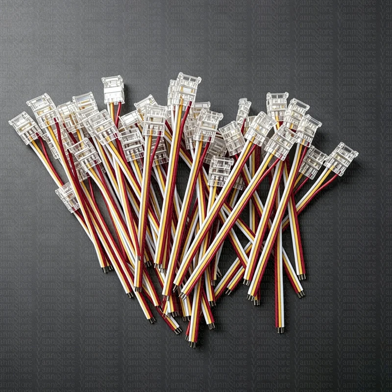 Solderless Buckle COB LED Wire Connector 8/10mm 2/3Pin For FCOB RGB CCT LED Strip Lights Quick Connection With Wire Easy Install