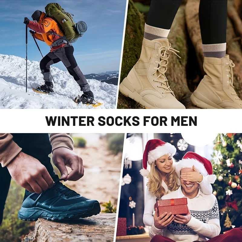 5 Pairs Thermal Winter Socks Thickened Plush Sweat-Wicking Mid-Calf Socks Soft Elastic Cold-proof Outdoor Sport Hiking Socks - view 5