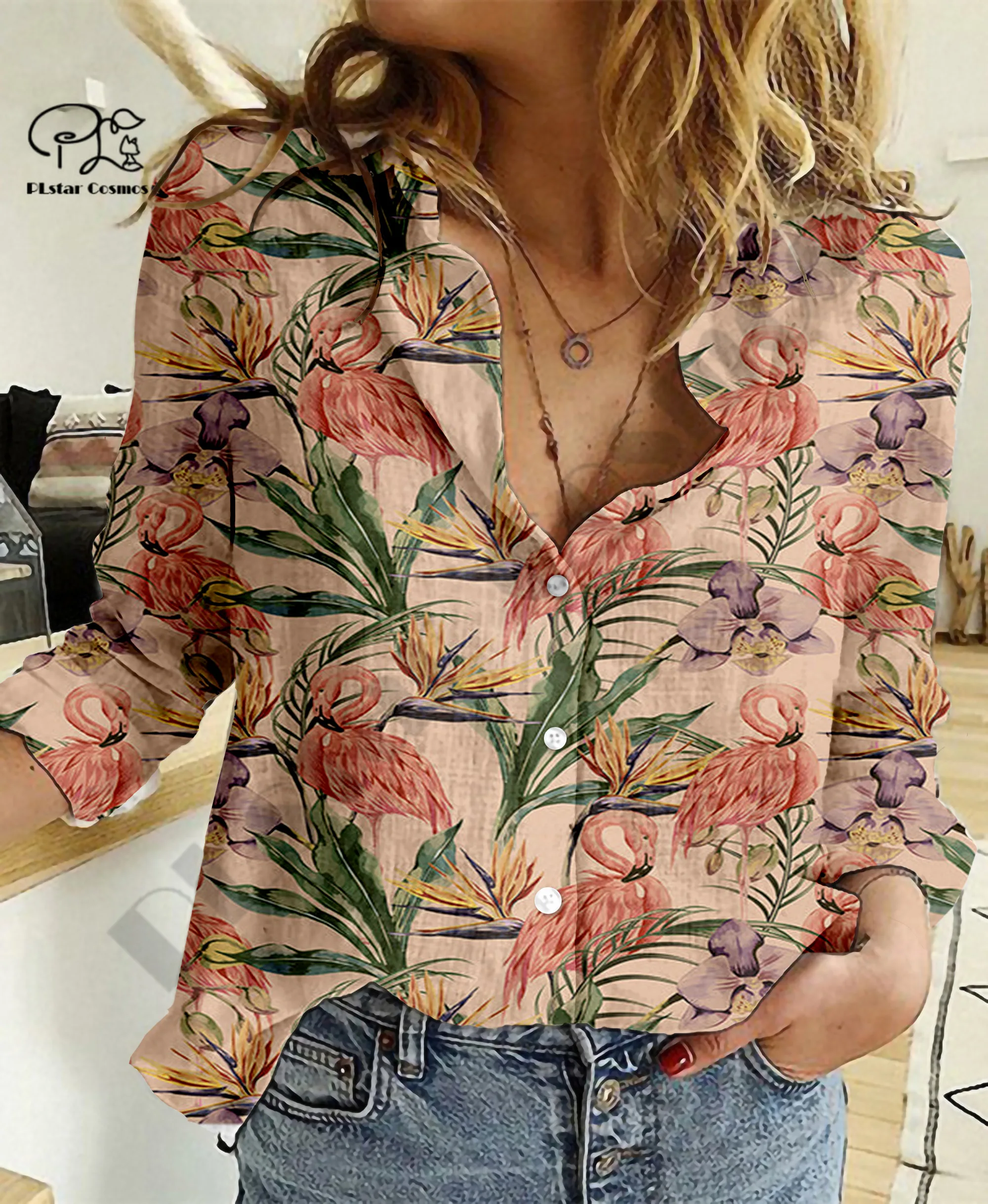 

Spring Newest 3Dprinted Flamingo Flower Shirt Women's Long Sleeve Shirt Harajuku Casual Unique Unisex Funny Sport Streewear 1