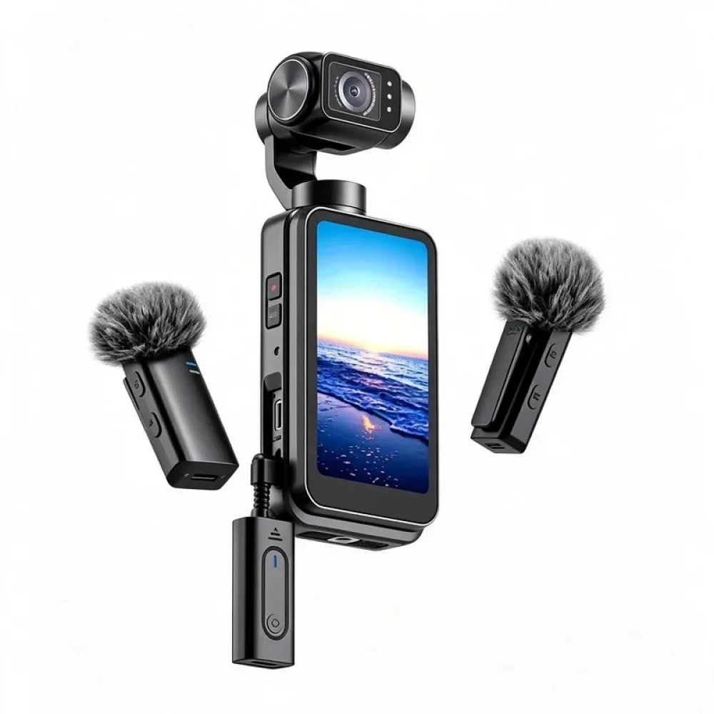 5K/4K Vlog Camera Kit Action Pocket Camcorder Wireless Microphone Video Recording Q7 4K/2K/1080P Outdoor Action Camera