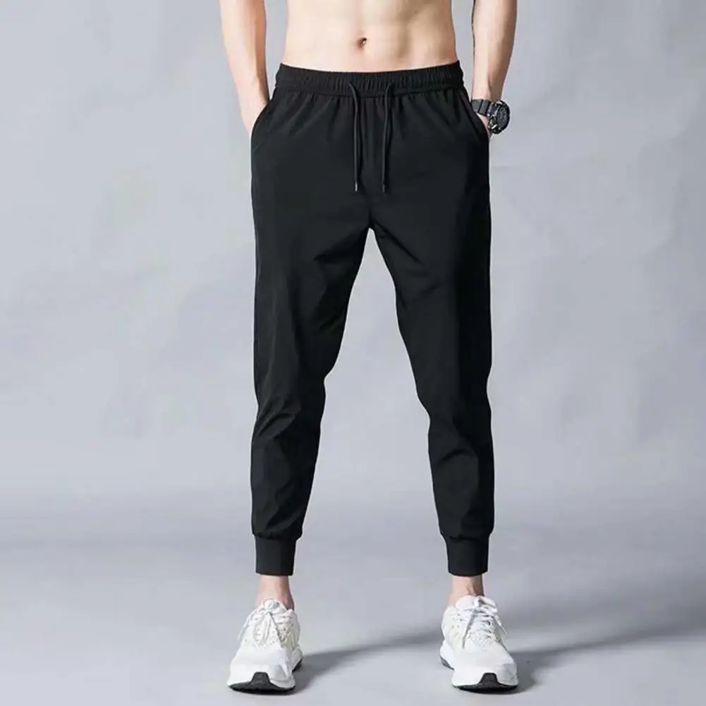 Men Soft Pants Soft Warm Men\'s Drawstring Sweatpants with Elastic Waist Ankle-banded Pockets Ideal for Spring Fall Sports