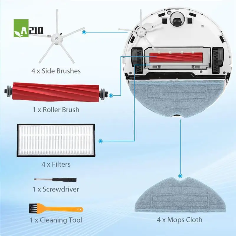 

A21Q -Accessories Kit For Roborock S7, S7+, S7 Maxv, S7 Maxv Plus Replacement Parts Roller Brush Hepa Filter Mop Cloth