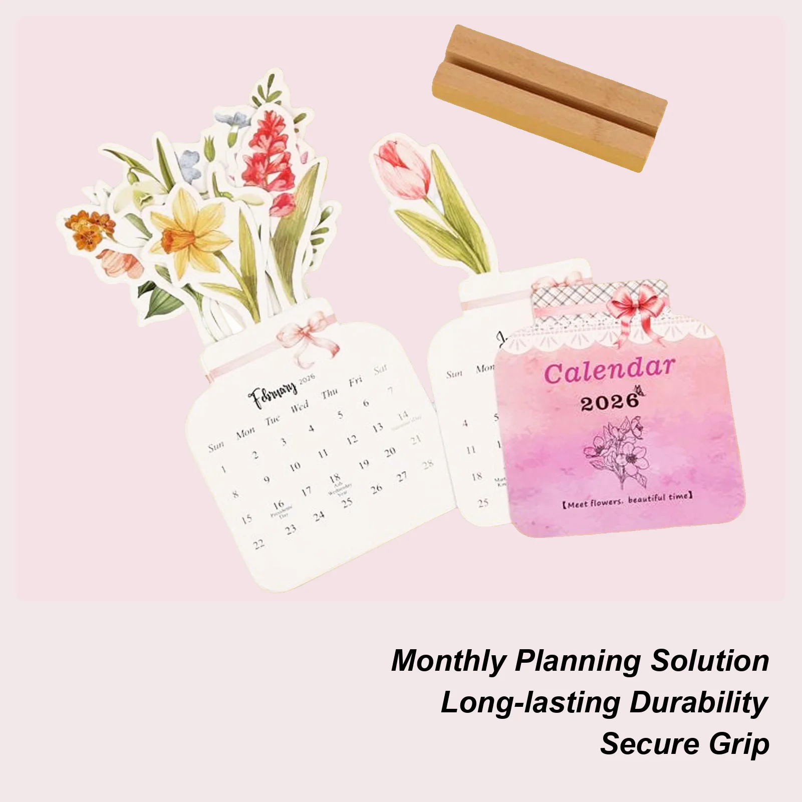 

Настольный календарь с цветущими цветами на 2026 год, креативный цветок, маленький цветок, ежемесячный еженедельник, планирование, товары для дома и офиса