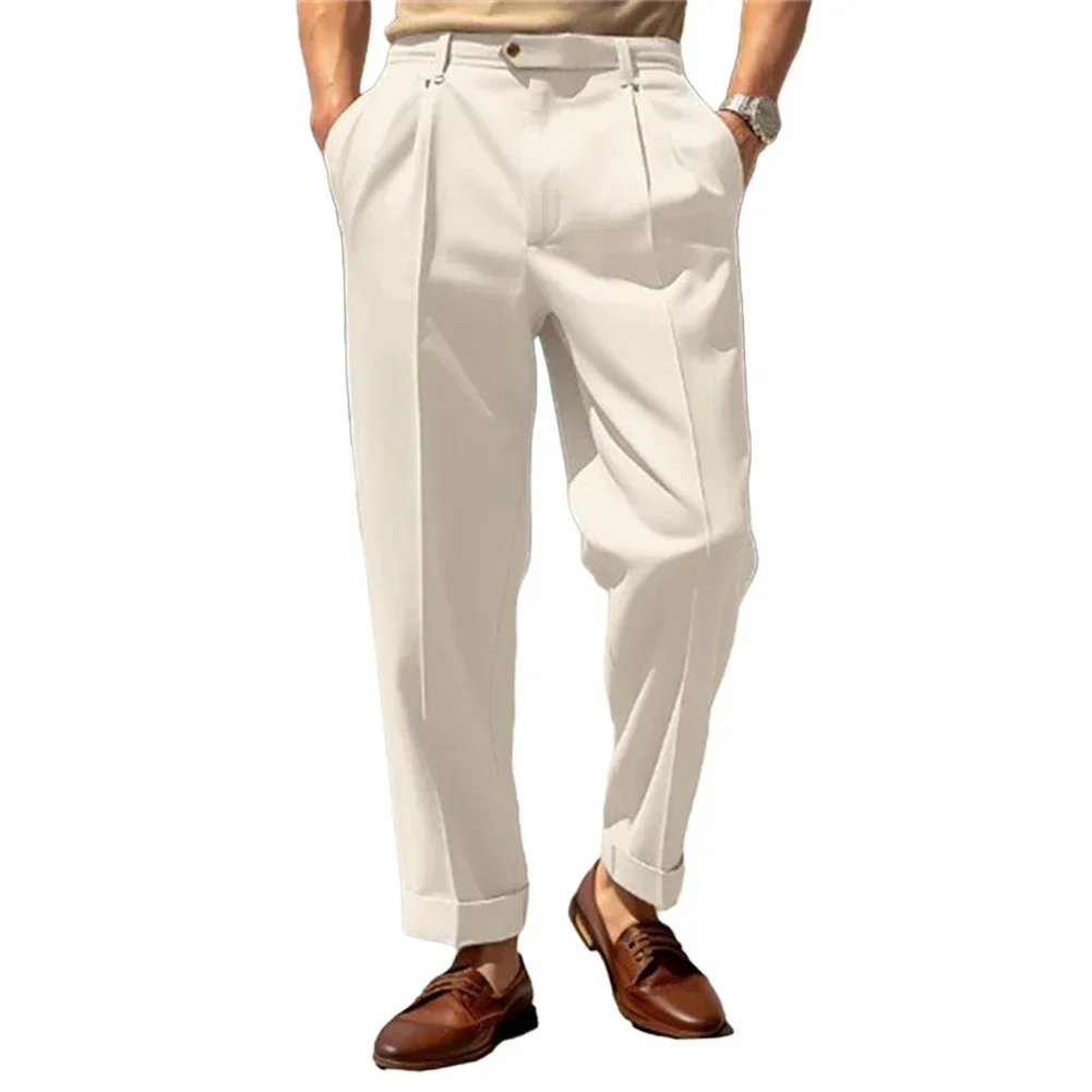 Dress Pants Pants Home Outdoor Vacation Daily Holiday Wide Leg Business Buttons Formal Stand Pocket Suit Pants