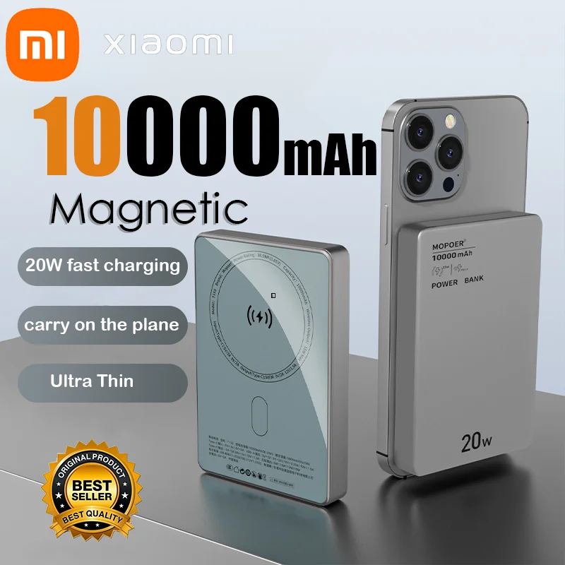 

Xiaomi Ultra Thin Wireless Magnetic Portable Power Bank 10000mAh 20W Super Fast Charging Magsafe External Battery For Iphone New
