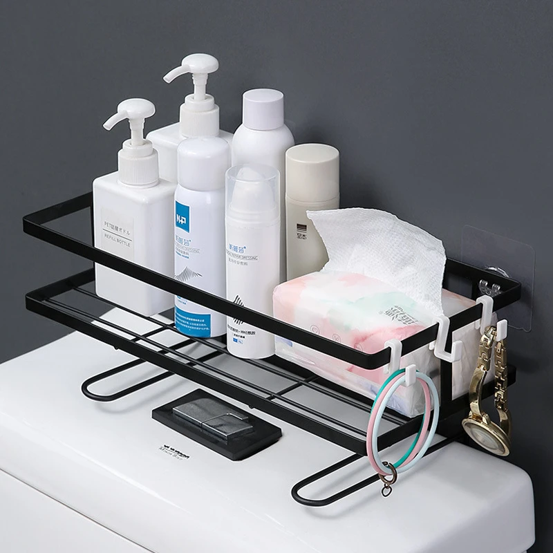 1pcs Bathroom Accessories Shelf Above The Toilet Tank Wrought Iron Toilet Punch-free Multi-functional Storage Rack Toilet Shelf