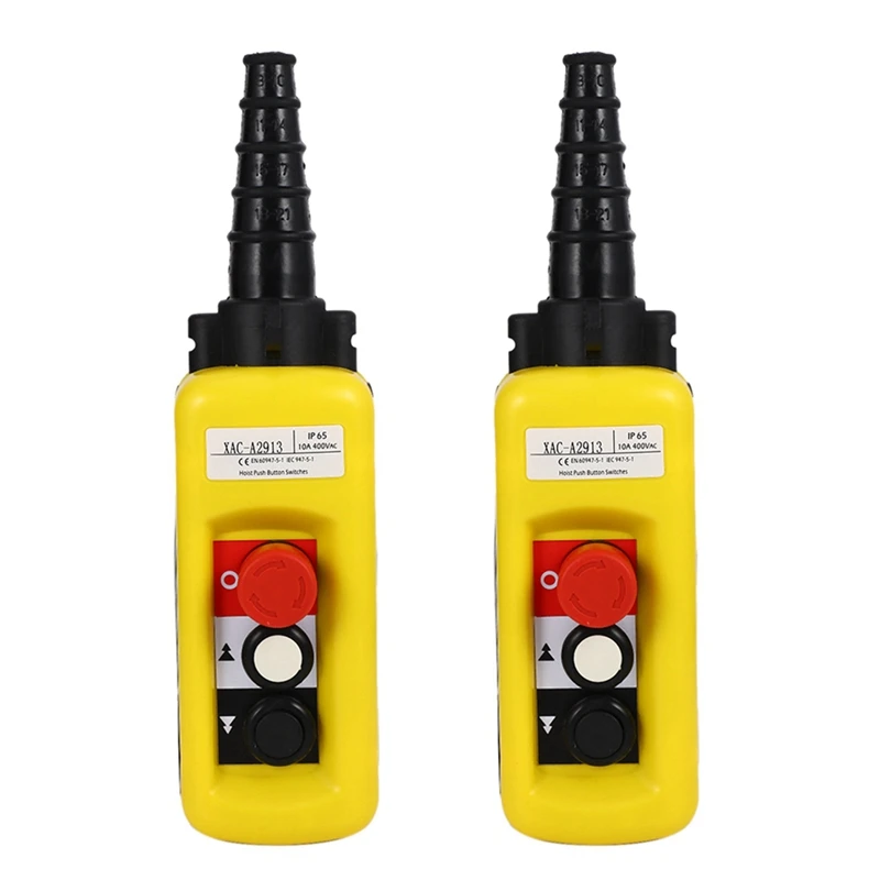 

2X Lift Control Pendant XAC-A2913 Waterproof Handheld Pushbutton Switch With Electric Hoist Handle