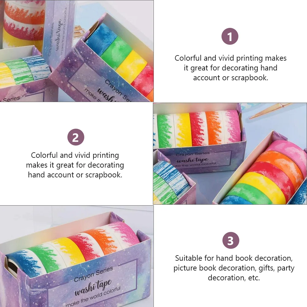 

6 Rolls Washi Masking Tape Colorful Decorative Tape Set for Art Craft Projects Notebook Handmade Gift Wrapping Party Decoration