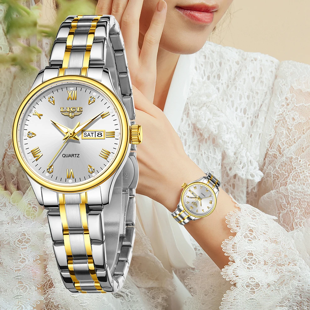 

Лучшие женские часы, классические деловые часы с бриллиантовой шкалой, календарем, водонепроницаемые женские наручные часы, оригинальные кварцевые часы для женщин