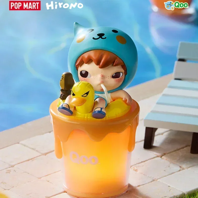 POP MART Hirono X Qoo Серия «Румянец после напитка» — Слепая коробка-сюрприз — Милая аниме-фигурка для декора рабочего стола, игрушка-подарок для девочек